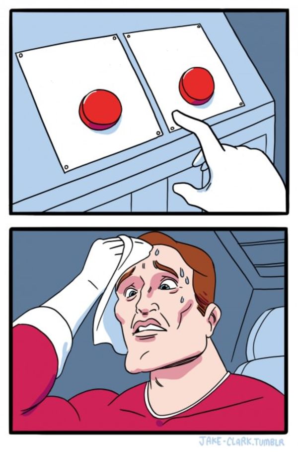 Two Buttons meme about Gymreapers