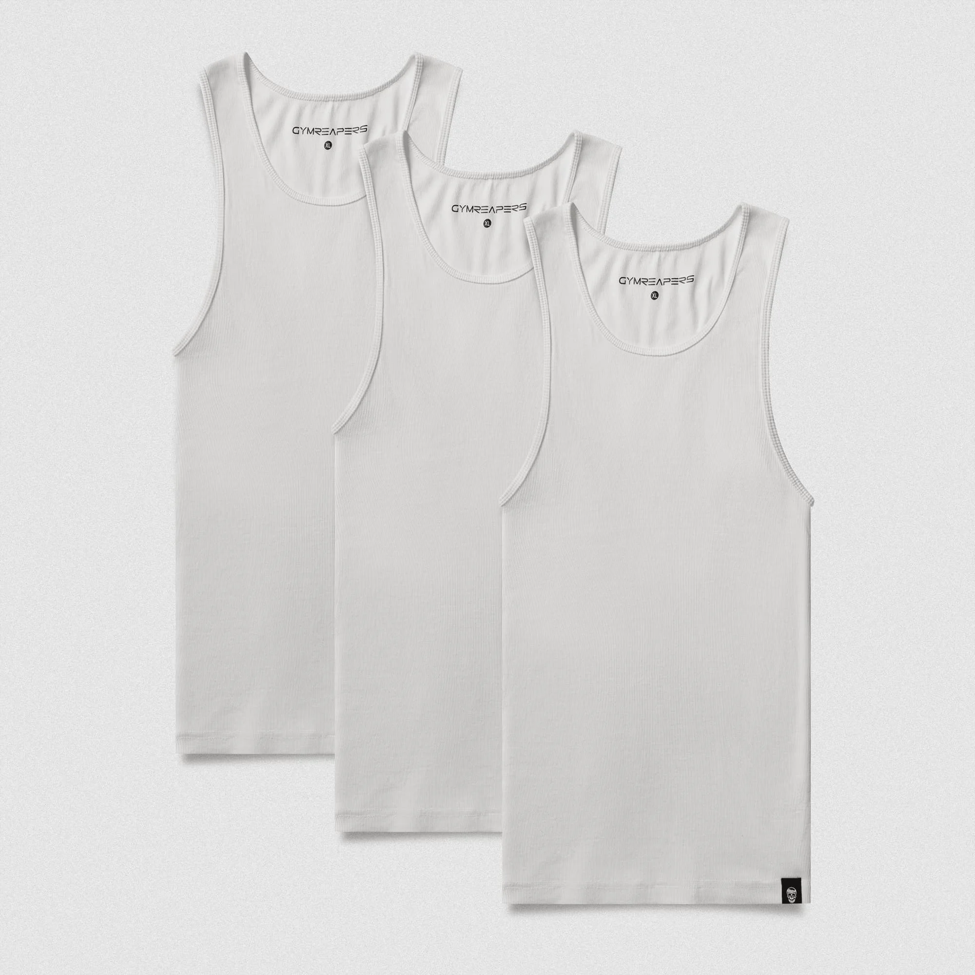 Men's Ribbed Tank 3-Pack in White – Flat Lay, 3-Pack