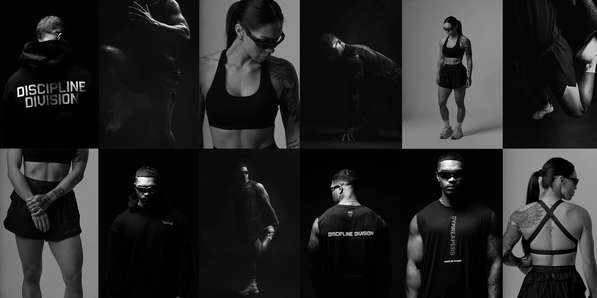 Collage of Gymreapers athletes in black training gear